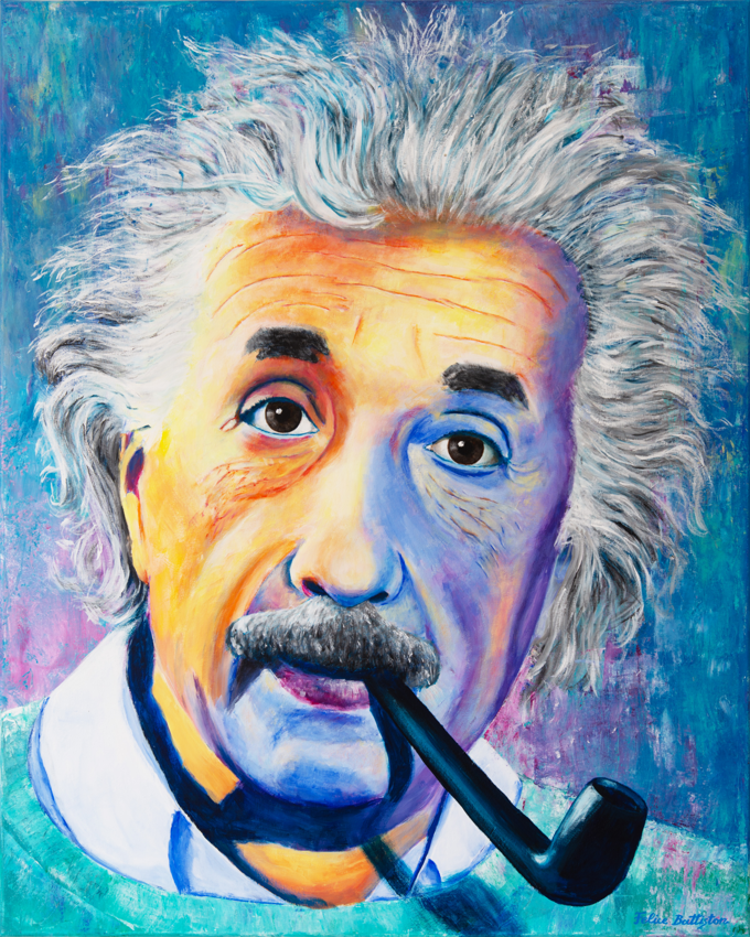Einstein — ritratto a colori con pipa